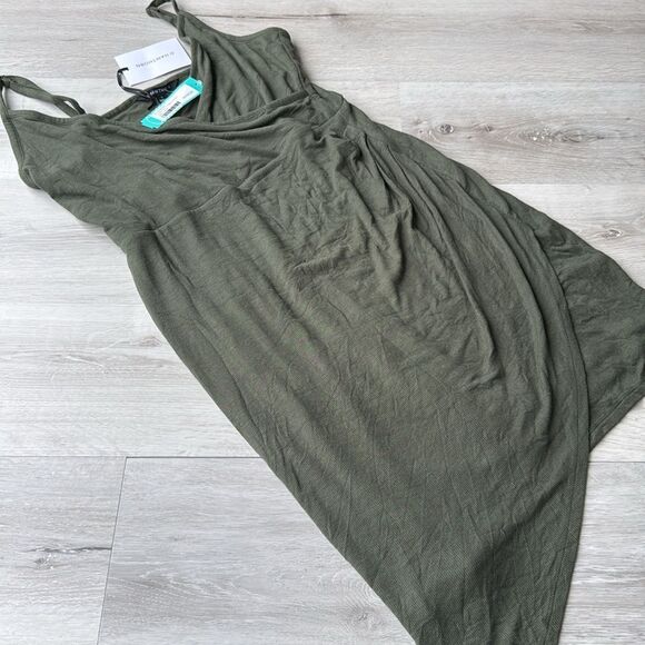 41 Hawthorn Fraidy Knit Surplice Dress stitch fix size Large dark green NWT - Picture 4 of 5